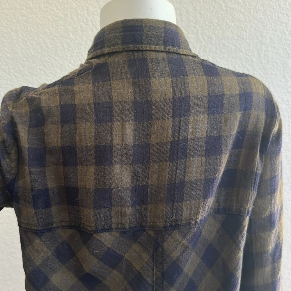 Free People Lace Up Plaid Navy Combo